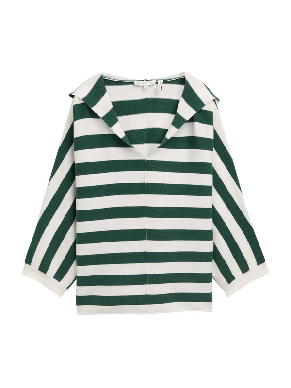 TOM TAILOR TOM TAILOR Pulover  zelena / bela