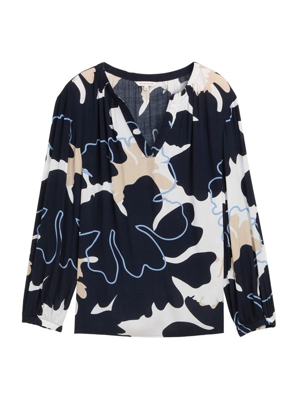 Tom Tailor Women + Tom Tailor Women + Bluza  bež / mornarska / svetlo modra / bela