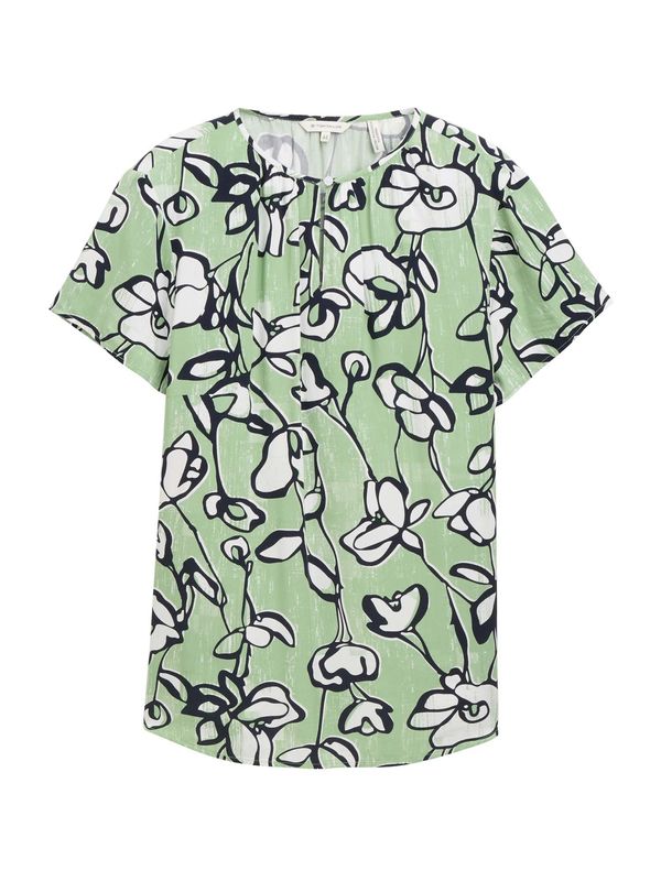 Tom Tailor Women + Tom Tailor Women + Bluza  pastelno zelena / črna / bela