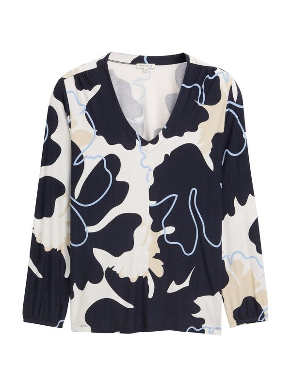 Tom Tailor Women + Tom Tailor Women + Majica  bež / mornarska / svetlo modra / bela