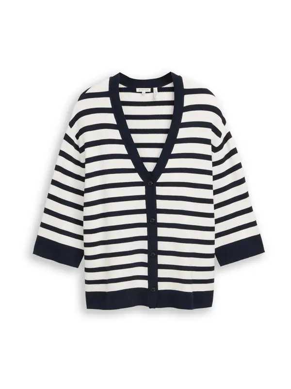 Tom Tailor Women + Tom Tailor Women + Pletena jopa  nočno modra / bela