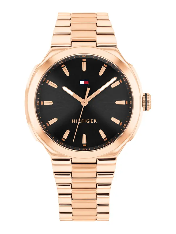 TOMMY HILFIGER TOMMY HILFIGER Analogna ura 'GEORGIA'  rožnato zlata / črna