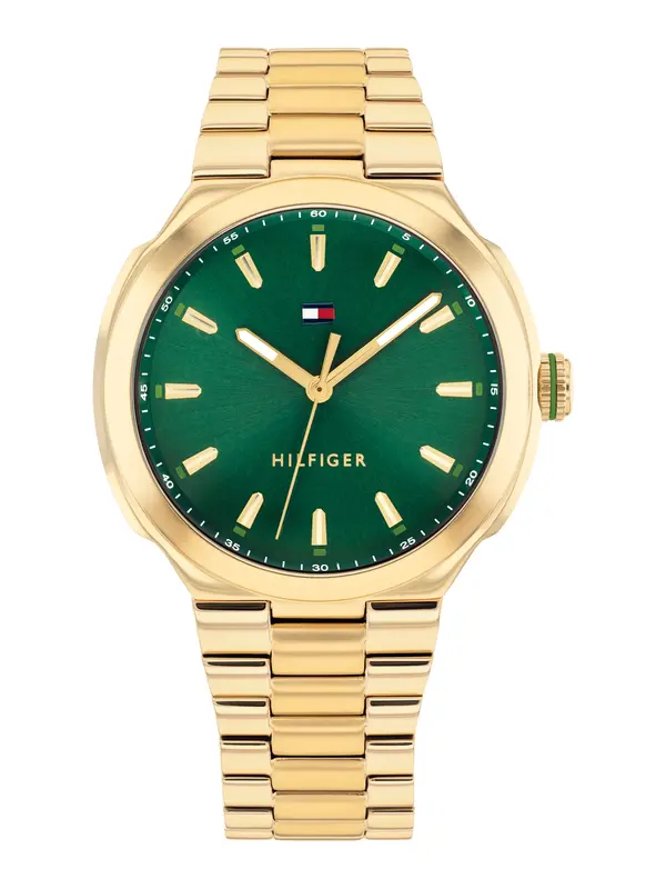 TOMMY HILFIGER TOMMY HILFIGER Analogna ura 'GEORGIA'  zlata / temno zelena