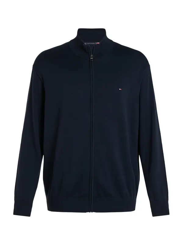 Tommy Hilfiger Big & Tall Tommy Hilfiger Big & Tall Pletena jopa 'Plus Flag Embroidery Zip-thru'  nočno modra / rdeča / off-bela
