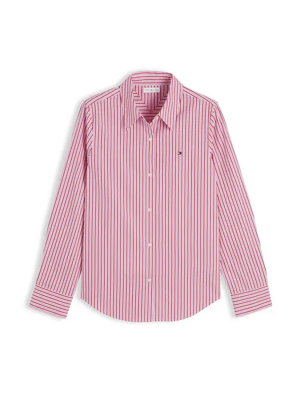 TOMMY HILFIGER TOMMY HILFIGER Bluza 'Regular Fit Flag Embroidery'  roza / rdeča / črna / bela