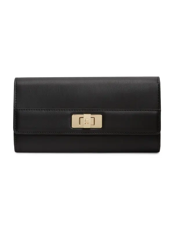 TOMMY HILFIGER TOMMY HILFIGER Denarnica 'Modern TH Monogram Turn Lock'  črna