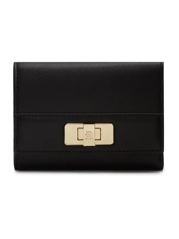 TOMMY HILFIGER TOMMY HILFIGER Denarnica 'Modern TH Monogram Turn Lock Trifold'  črna