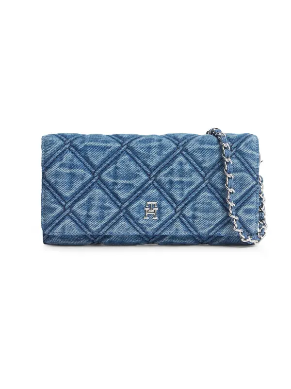 TOMMY HILFIGER TOMMY HILFIGER Denarnica 'Quilted Chain Strap'  moder denim