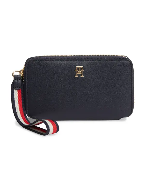 TOMMY HILFIGER TOMMY HILFIGER Denarnica 'Signature Tape Wrist Strap'  temno modra