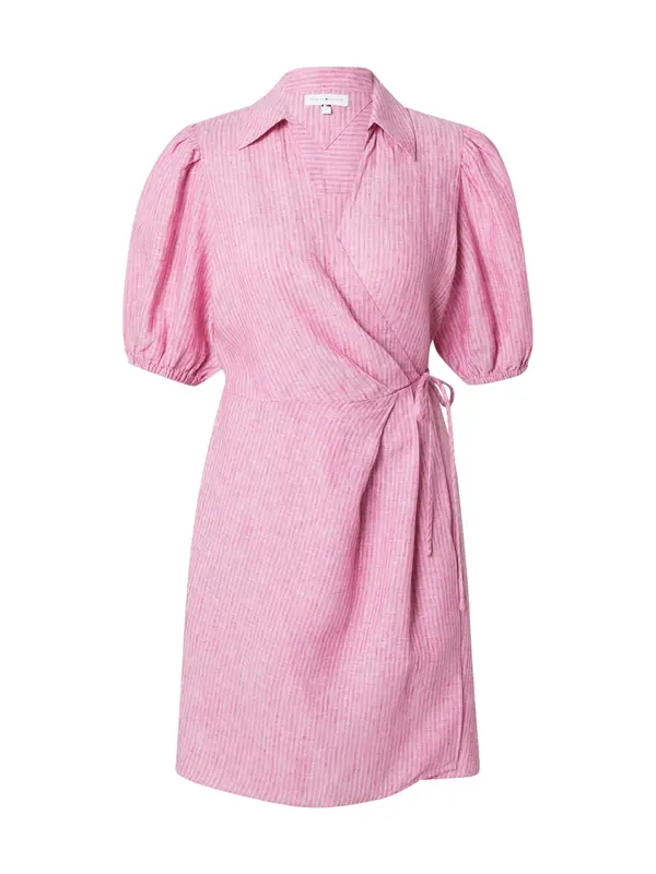 TOMMY HILFIGER TOMMY HILFIGER Dolga srajca 'Pure Relaxed Mini Wrap'  kremna / svetlo roza