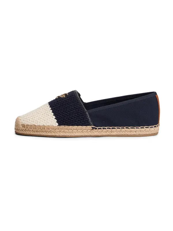 TOMMY HILFIGER TOMMY HILFIGER Espadrile 'Logo Plaque Colour-blocked Woven'  mornarska / naravno bela