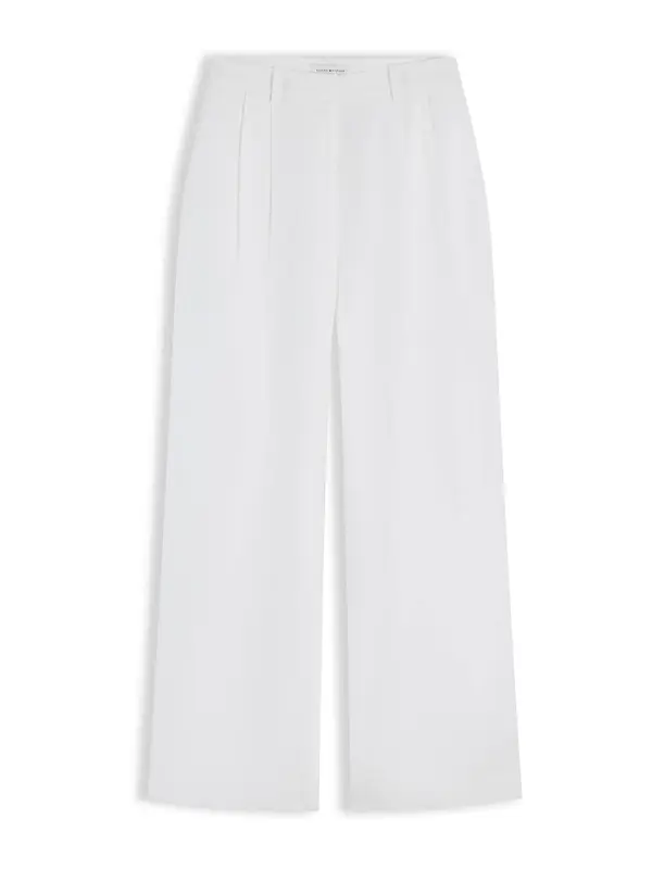 TOMMY HILFIGER TOMMY HILFIGER Hlače z naborki 'Blend Tailored Wide Leg'  bela