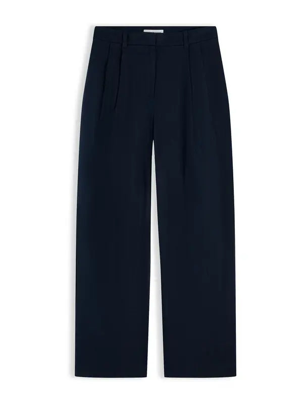 TOMMY HILFIGER TOMMY HILFIGER Hlače z naborki 'Blend Tailored Wide Leg'  marine