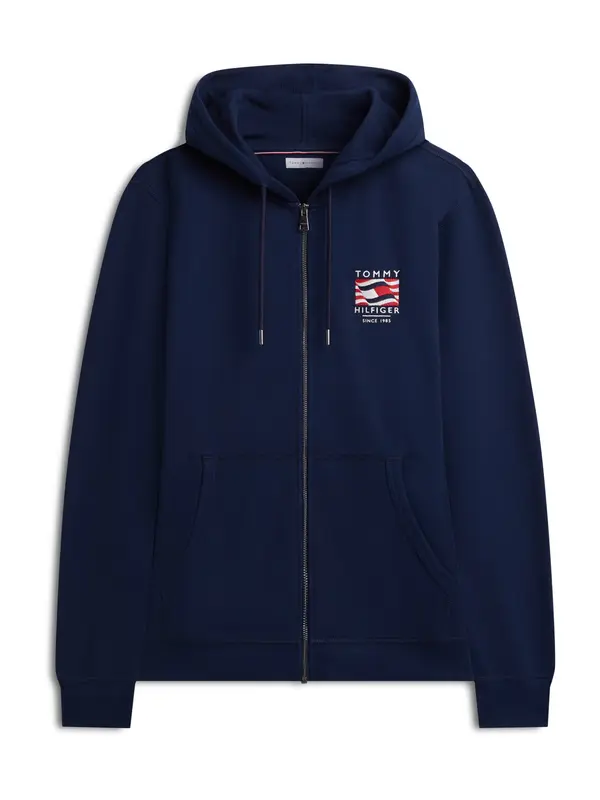 TOMMY HILFIGER TOMMY HILFIGER Jopa na zadrgo 'Flag Embroidery French Zip-thru'  mornarska / rdeča / bela