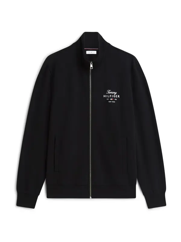 TOMMY HILFIGER TOMMY HILFIGER Jopa na zadrgo 'Logo Zip-thru'  črna / bela