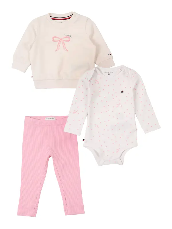 TOMMY HILFIGER TOMMY HILFIGER Komplet 'Essential Three- Outfit'  roza / puder / bela