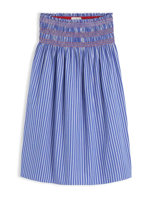 TOMMY HILFIGER TOMMY HILFIGER Krilo 'Smock Stripe Topstitch Midi'  modra / bela