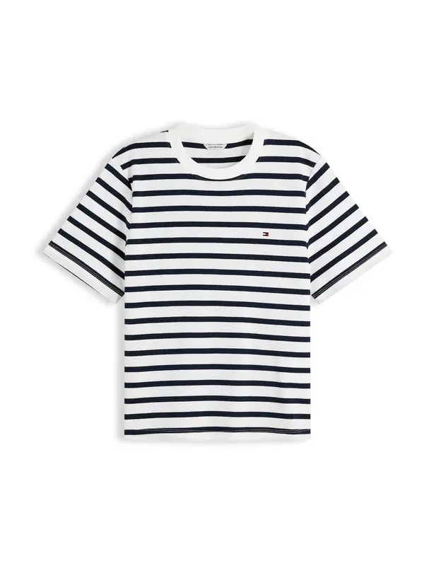 TOMMY HILFIGER TOMMY HILFIGER Majica 'Boxy Interlock'  mornarska / bela