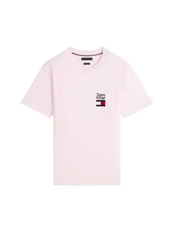 TOMMY HILFIGER TOMMY HILFIGER Majica 'Brand Love'  mornarska / pastelno roza / rdeča / bela