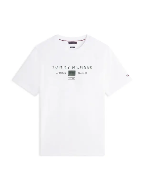 TOMMY HILFIGER TOMMY HILFIGER Majica 'BRAND LOVE'  zelena / bela