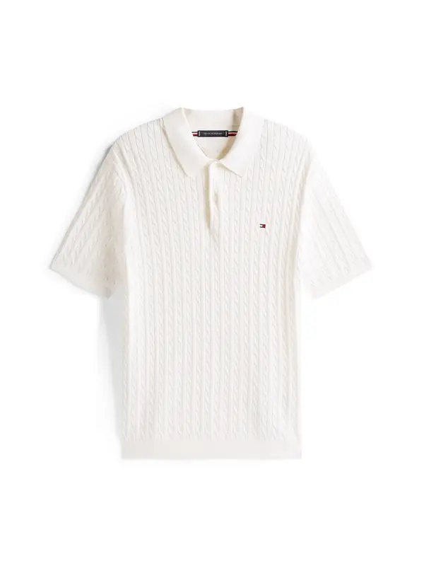 TOMMY HILFIGER TOMMY HILFIGER Majica 'Cable Short Sleeve'  bela