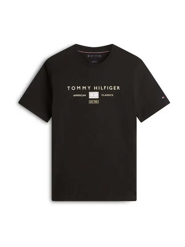TOMMY HILFIGER TOMMY HILFIGER Majica  črna / bela