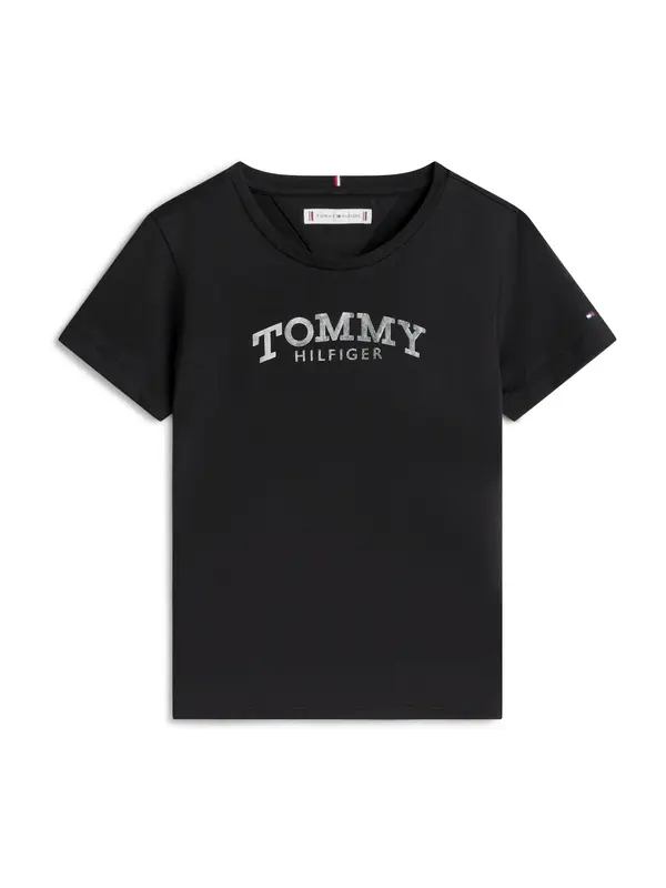 TOMMY HILFIGER TOMMY HILFIGER Majica  črna / srebrna