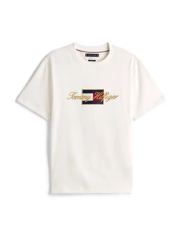 TOMMY HILFIGER TOMMY HILFIGER Majica  ecru / temno modra / zlata / rdeča / bela