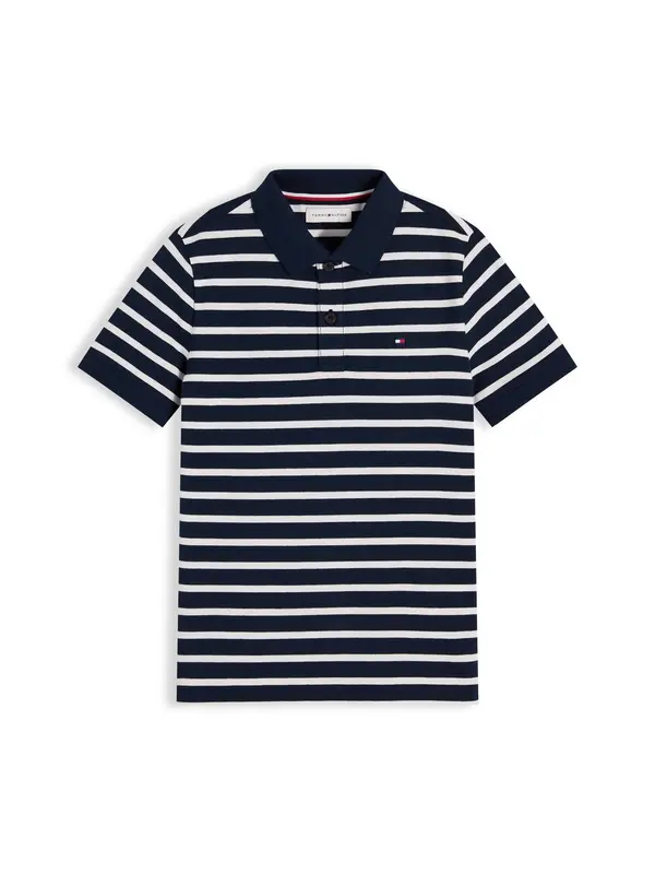 TOMMY HILFIGER TOMMY HILFIGER Majica 'Essential Regular Fit Flag Embroidery'  temno modra / bela