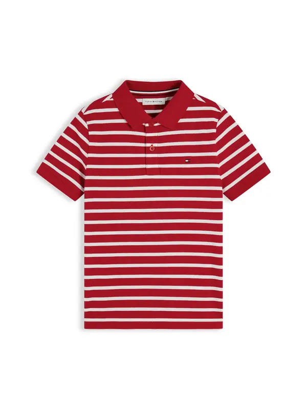TOMMY HILFIGER TOMMY HILFIGER Majica 'Essential Regular Fit Flag Embroidery'  živo rdeča / bela