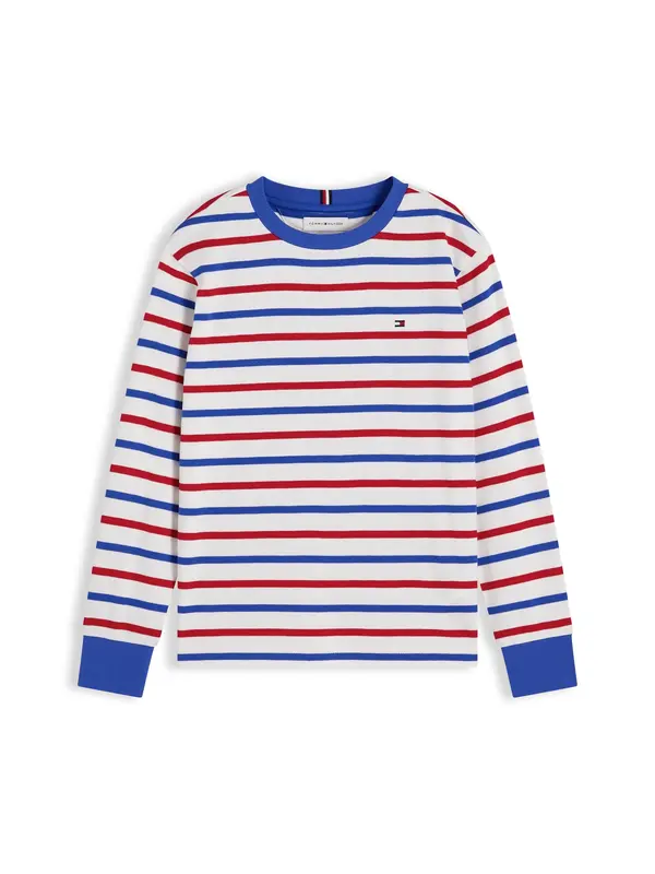 TOMMY HILFIGER TOMMY HILFIGER Majica 'Essential Stripe Relaxed Long Sleeve'  modra / rdeča / bela