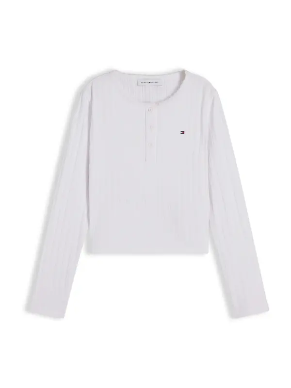 TOMMY HILFIGER TOMMY HILFIGER Majica 'Extra Slim Pointelle Long Sleeve'  bela