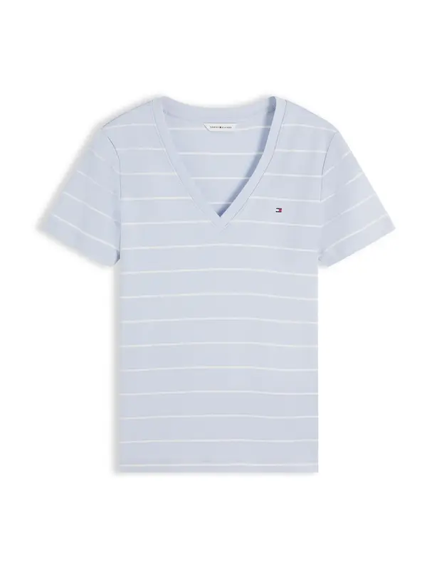 TOMMY HILFIGER TOMMY HILFIGER Majica 'Flag Embroidery Slim'  ecru / golobje modra