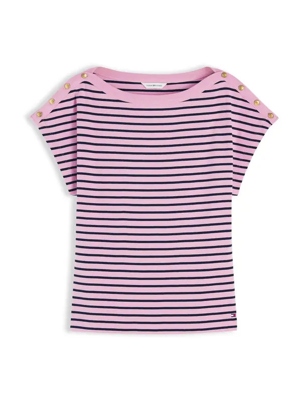 TOMMY HILFIGER TOMMY HILFIGER Majica 'Gold-tone Button'  roza