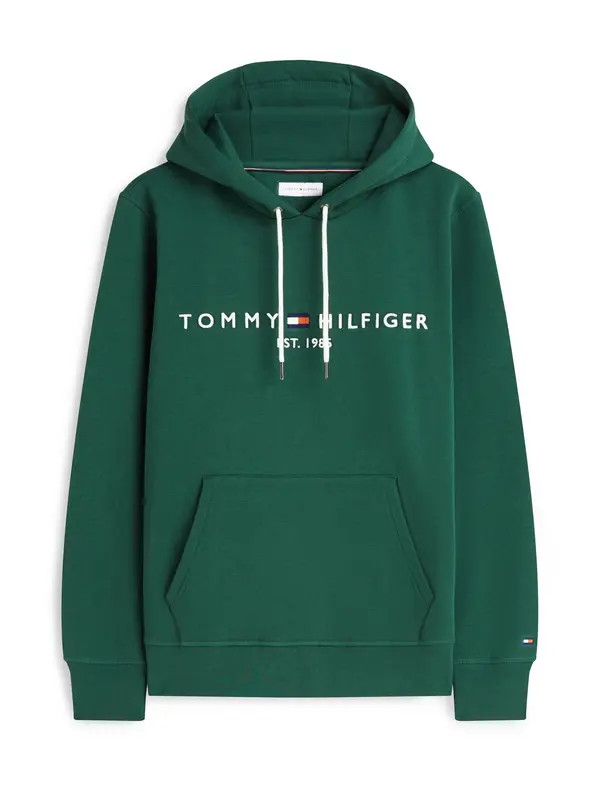 TOMMY HILFIGER TOMMY HILFIGER Majica 'Logo Embroidery Flex Drawstring'  mornarska / jelka / rdeča / bela