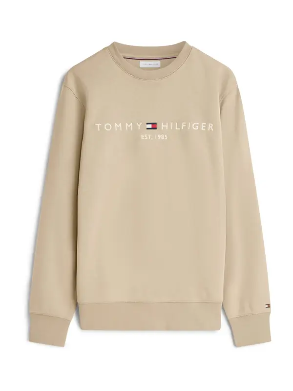 TOMMY HILFIGER TOMMY HILFIGER Majica 'Logo Embroidery Flex'  pesek / bela