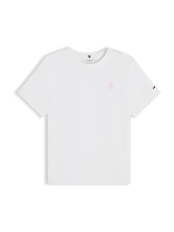 TOMMY HILFIGER TOMMY HILFIGER Majica 'Logo Embroidery'  pastelno roza / bela