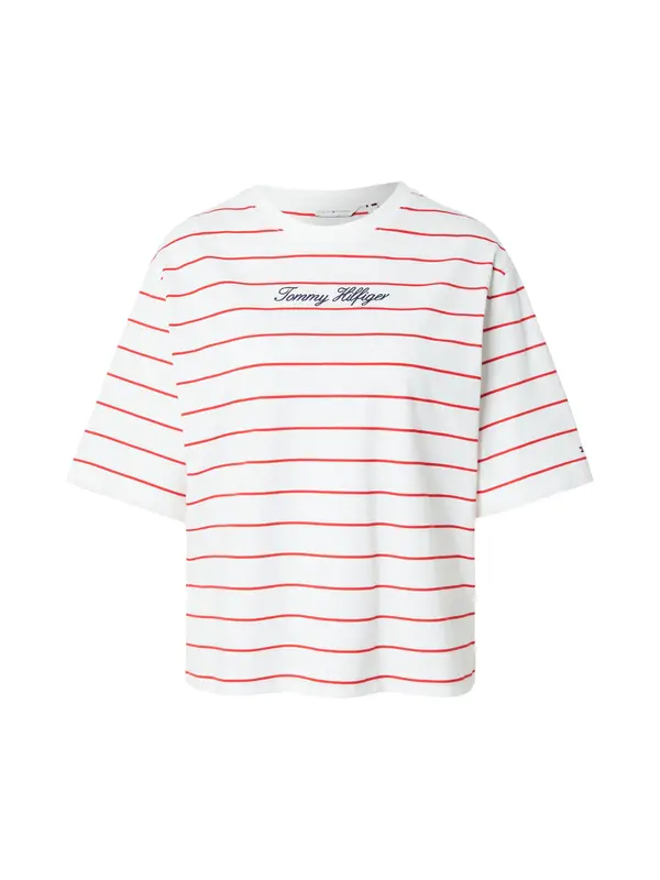 TOMMY HILFIGER TOMMY HILFIGER Majica 'Logo Embroidery Relaxed'  mornarska / rdeča / bela