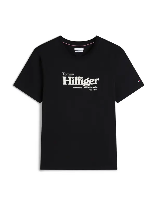 TOMMY HILFIGER TOMMY HILFIGER Majica 'Logo Graphic'  črna / bela