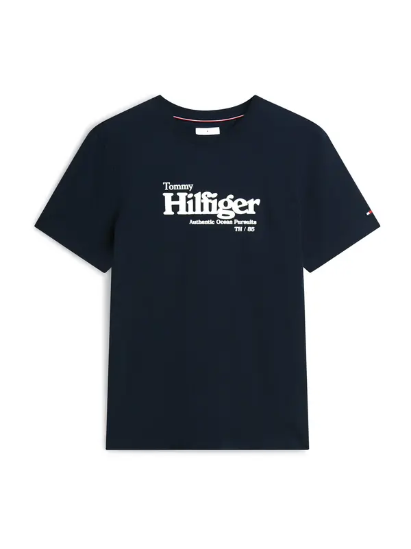 TOMMY HILFIGER TOMMY HILFIGER Majica 'Logo Graphic'  mornarska / bela