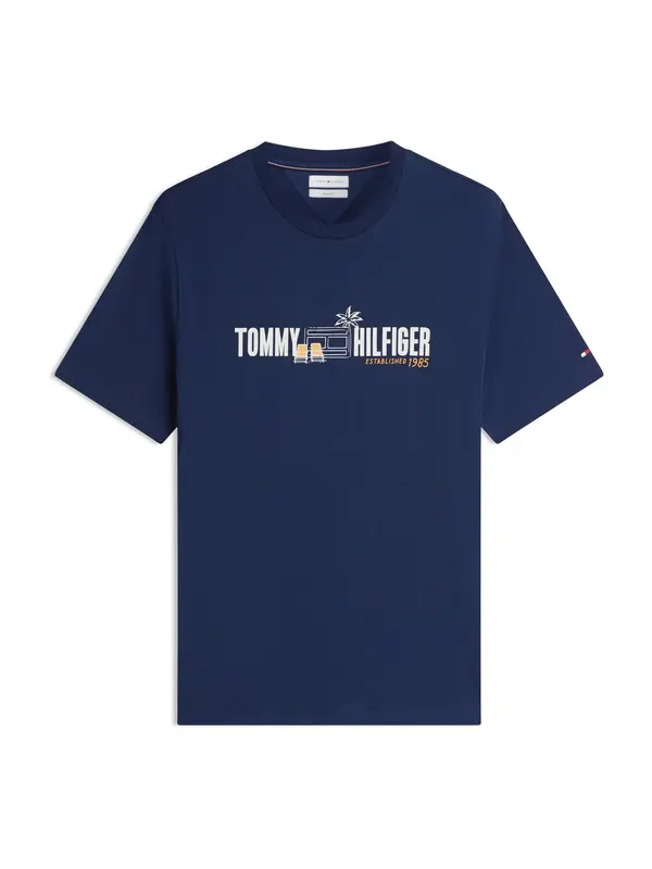 TOMMY HILFIGER TOMMY HILFIGER Majica 'Logo Graphic'  mornarska / zlato-rumena / bela