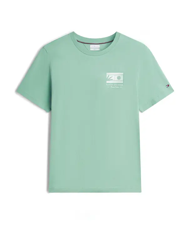 TOMMY HILFIGER TOMMY HILFIGER Majica 'Logo Graphic'  svetlo zelena / bela