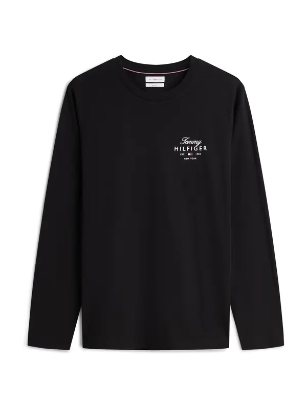 TOMMY HILFIGER TOMMY HILFIGER Majica 'Logo Long Sleeve'  črna / bela