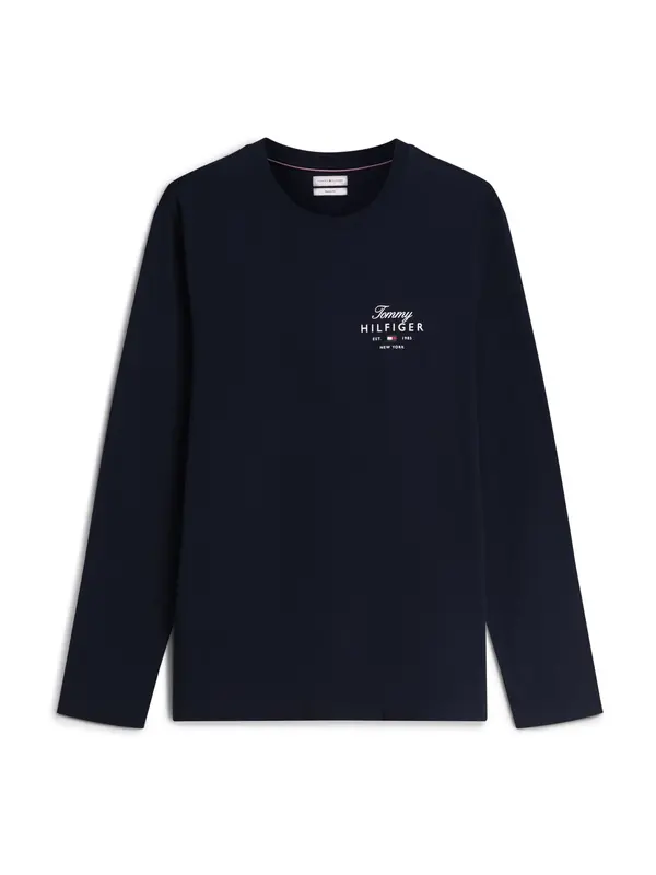 TOMMY HILFIGER TOMMY HILFIGER Majica 'Logo Long Sleeve'  mornarska / bela
