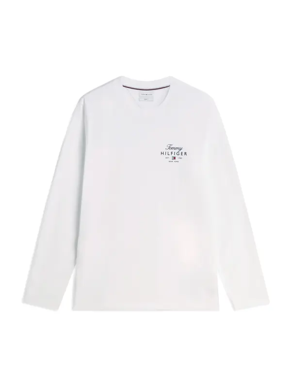 TOMMY HILFIGER TOMMY HILFIGER Majica 'Logo Long Sleeve'  rdeča / črna / bela