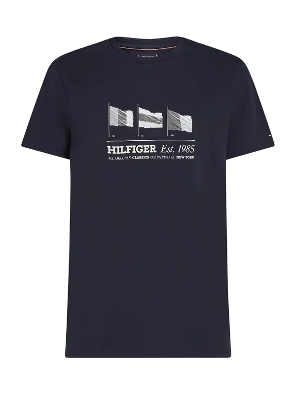 TOMMY HILFIGER TOMMY HILFIGER Majica  mornarska / golobje modra / svetlo siva / rdeča