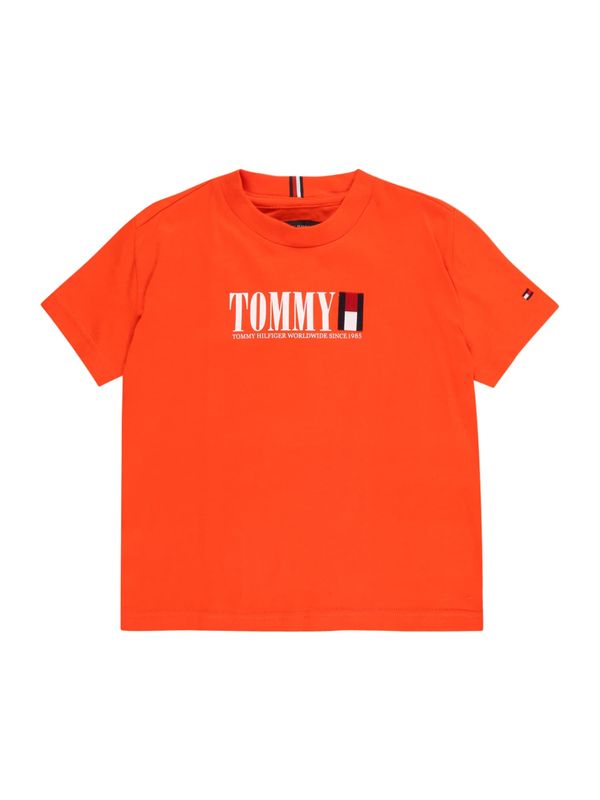 TOMMY HILFIGER TOMMY HILFIGER Majica  mornarska / neonsko oranžna / rdeča / bela