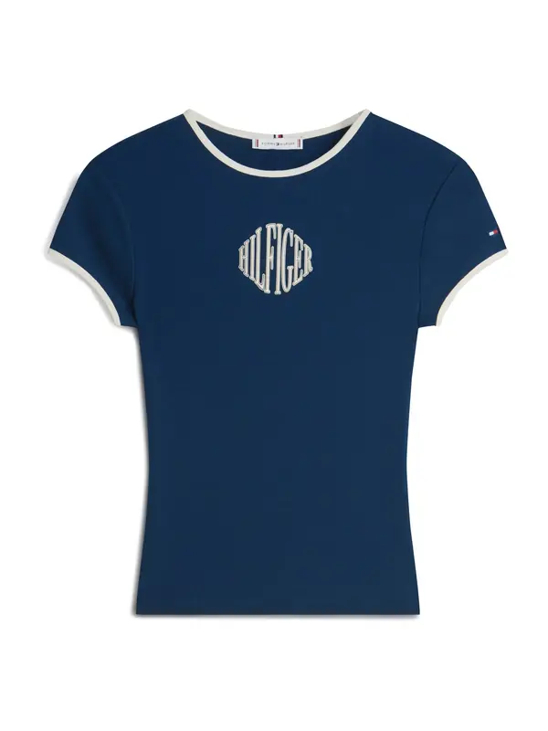 TOMMY HILFIGER TOMMY HILFIGER Majica  mornarska / puder / bela