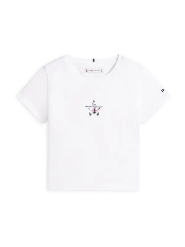 TOMMY HILFIGER TOMMY HILFIGER Majica  mornarska / rdeča / transparentna / bela
