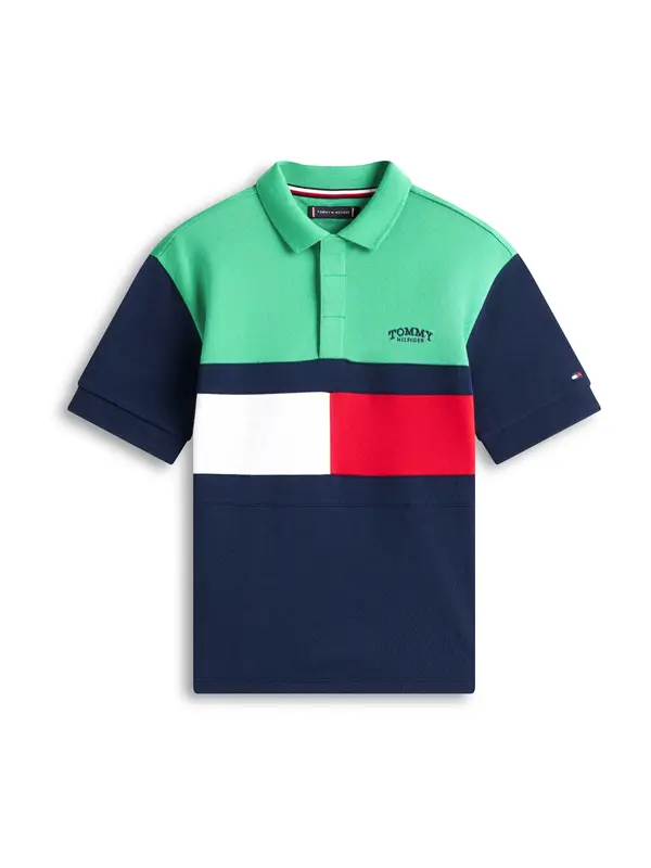 TOMMY HILFIGER TOMMY HILFIGER Majica  mornarska / zelena / rdeča / bela